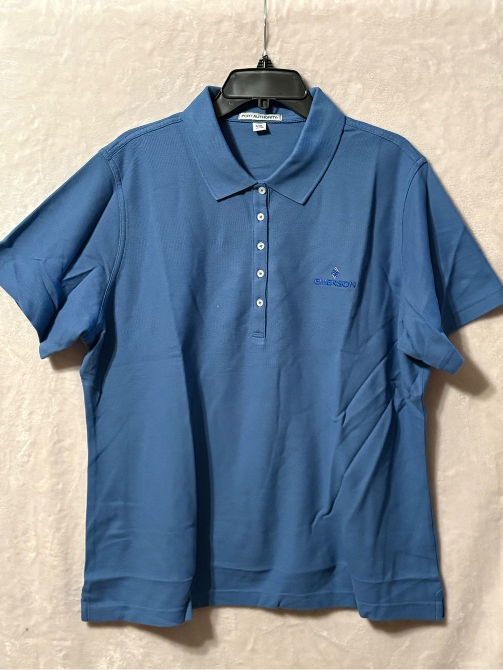 Port Authority Blue Short-Sleeve Polo Shirt with Embroidered Logo